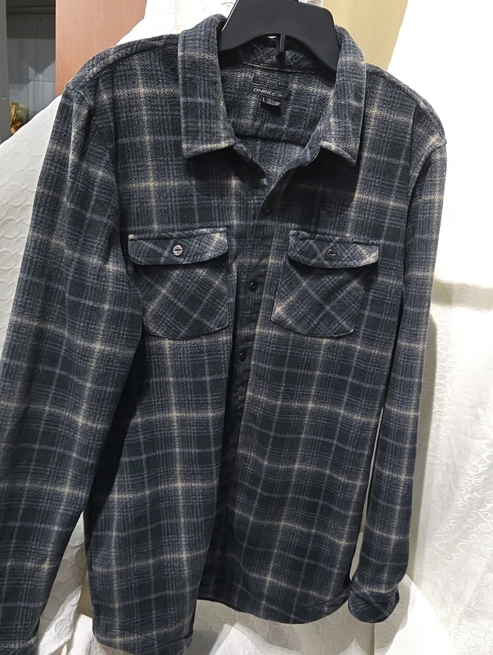 O'Neill Men's Dark Gray Plaid Lightweight Shirt Jacket